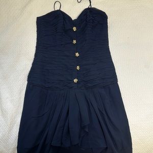 Navy Blue Vintage Silk Dress